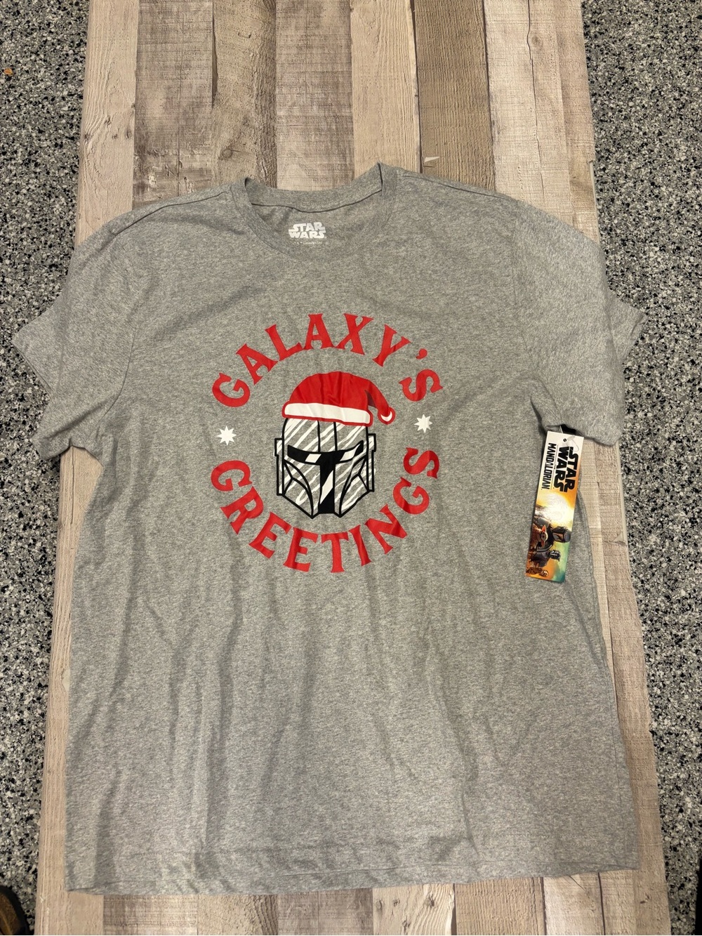 Star Wars Gray Holiday Tee with Red Festive Graphic